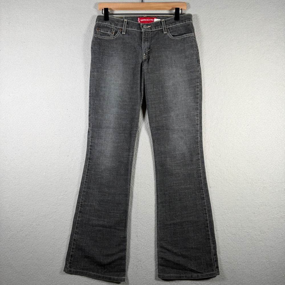 Levis 518 Superlow Boot Cut Jeans Faded Black Stretch Denim 5 JR M 30x30